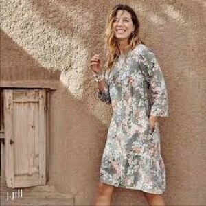 J. Jill Olive Floral Long Sleeve Dress